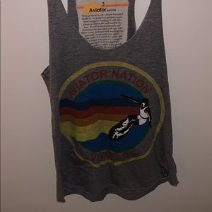 AVIATOR NATION Venice Beach CA grey logo tank SZ S